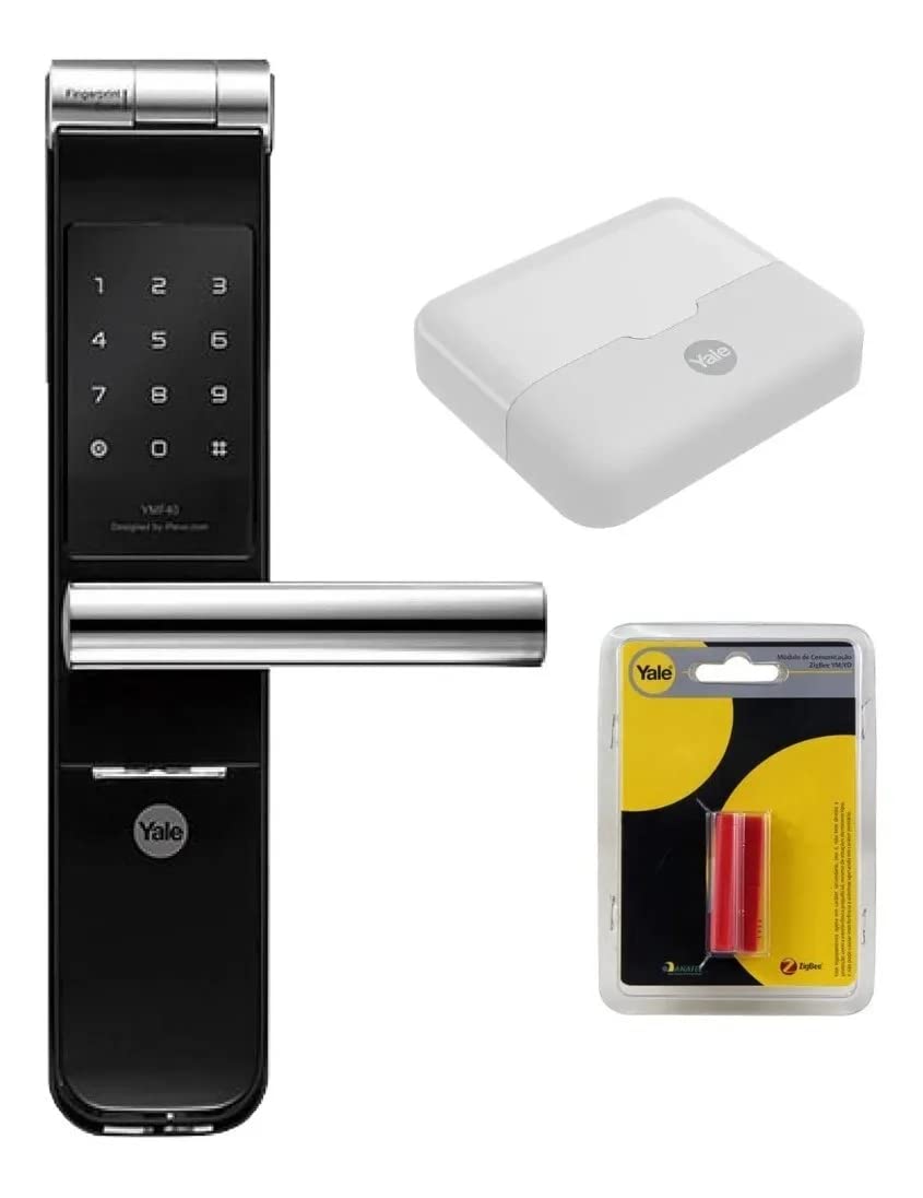 COMBO - Fechadura Digital YMF 40A abre com APP, Biometria e Senha - Trinco Lingueta e