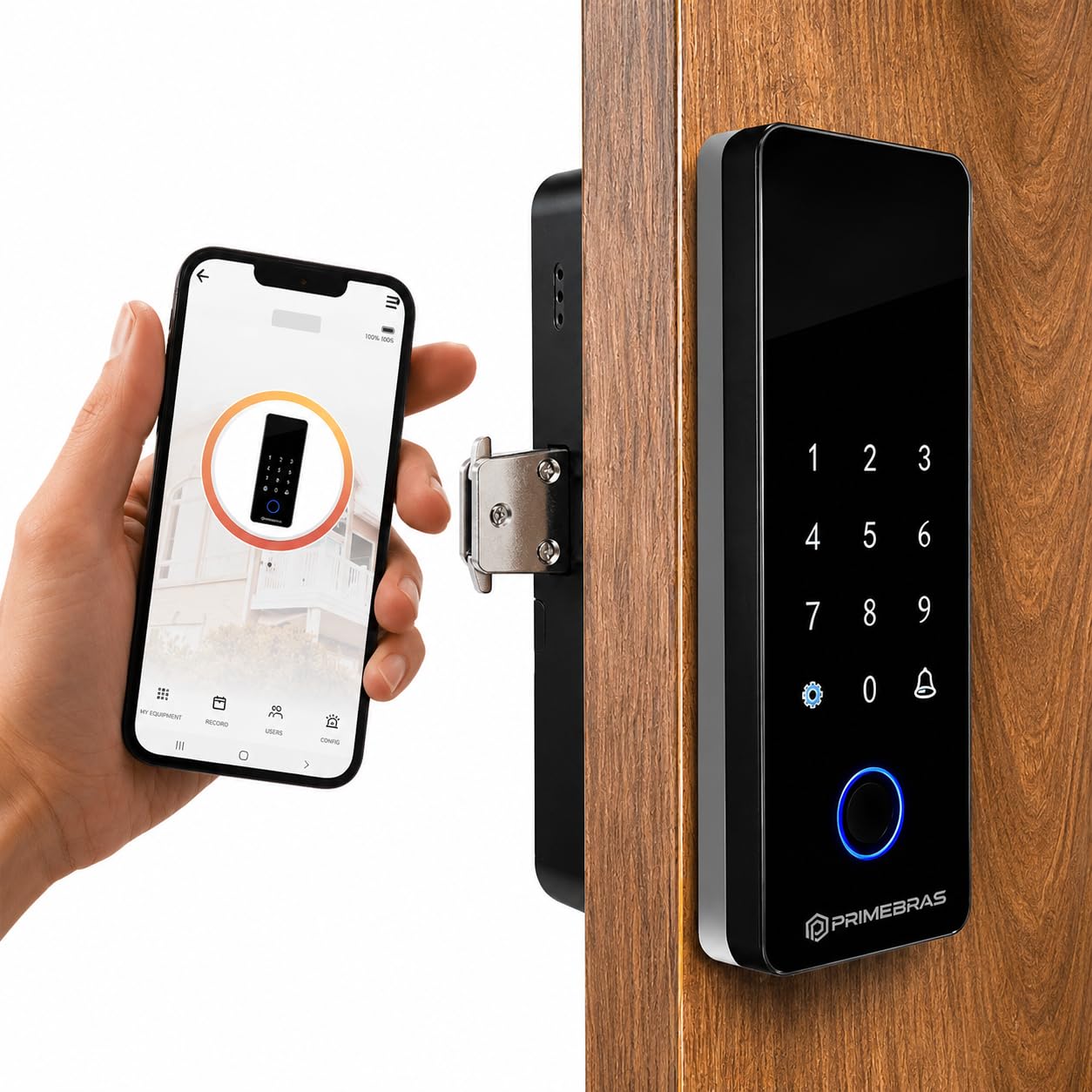 Fechadura Biométrica Athenas Madeira Bluetooth