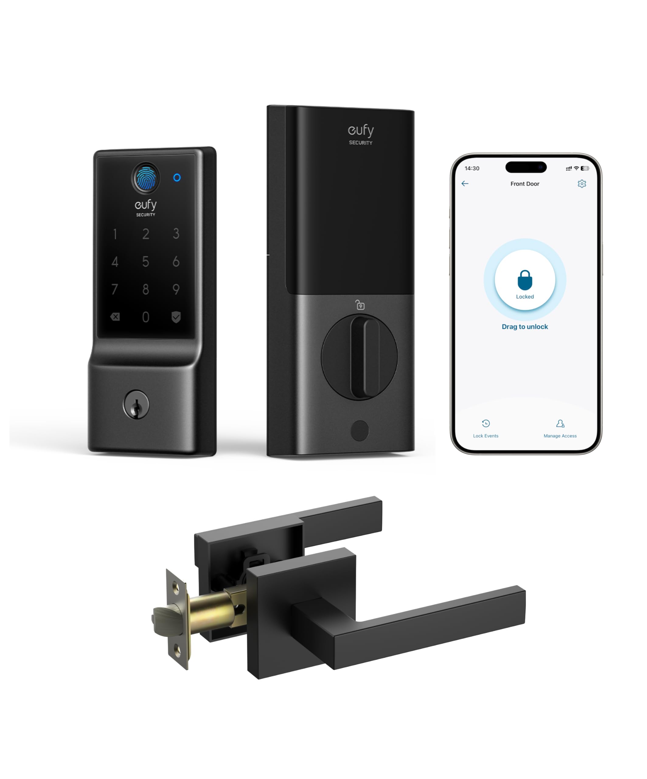 Eufy Smart Lock C220 com alavanca de porta, fechadura de porta de entrada sem chave com