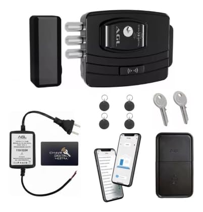 AGL Fechadura Digital Eletrônica Portão Wifi Magic Card RFID 13,56 MHz com 4 Tags e App
