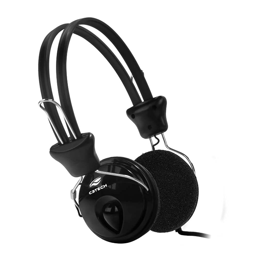 C3Tech Headset PH-80BK Tricerix Preto Com Microfone Integrado Controlador de Volume no