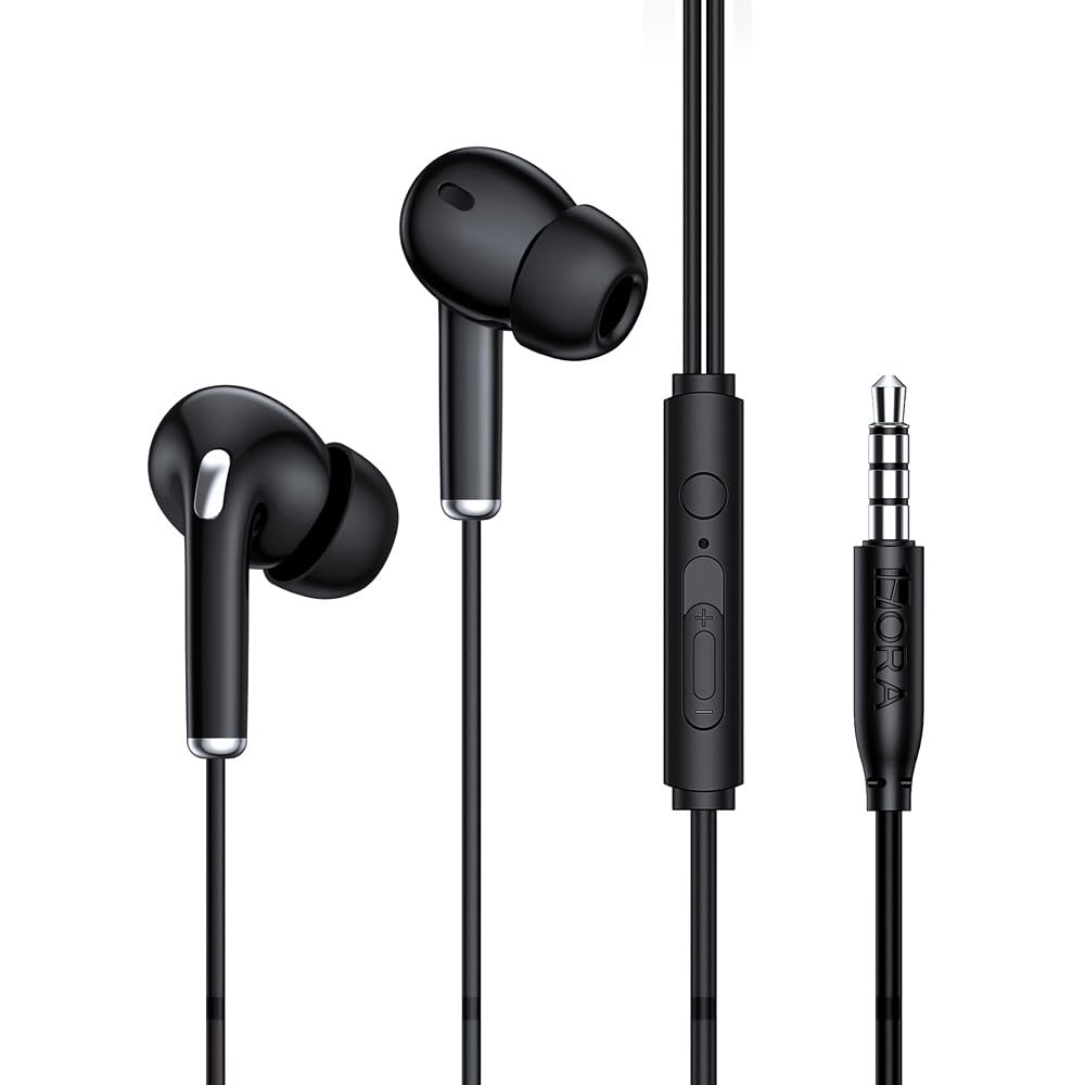 1 Hora Fone Ouvido Intra Auricular Com Fio Conector 3.5mm Cabo 1.1M Preto Controle