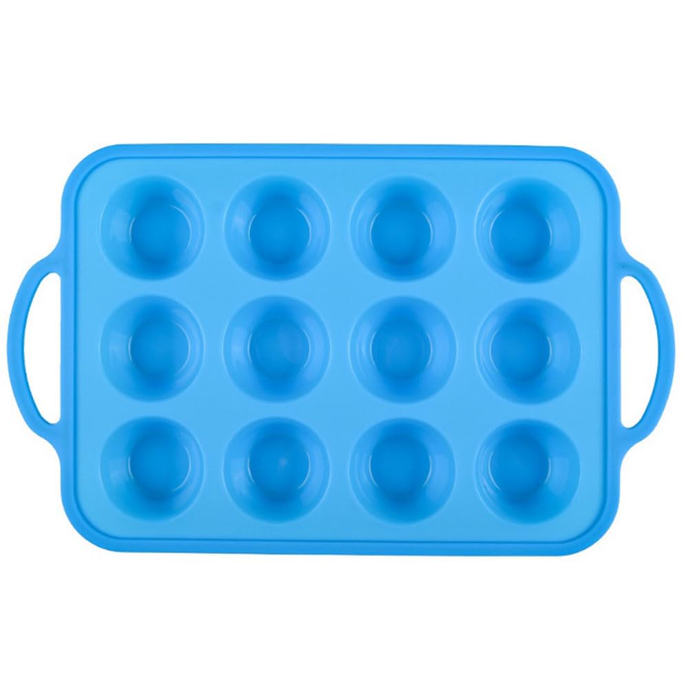Forma de muffin de silicone com estrutura reforçada de metal - Mini forma de muffin de 12