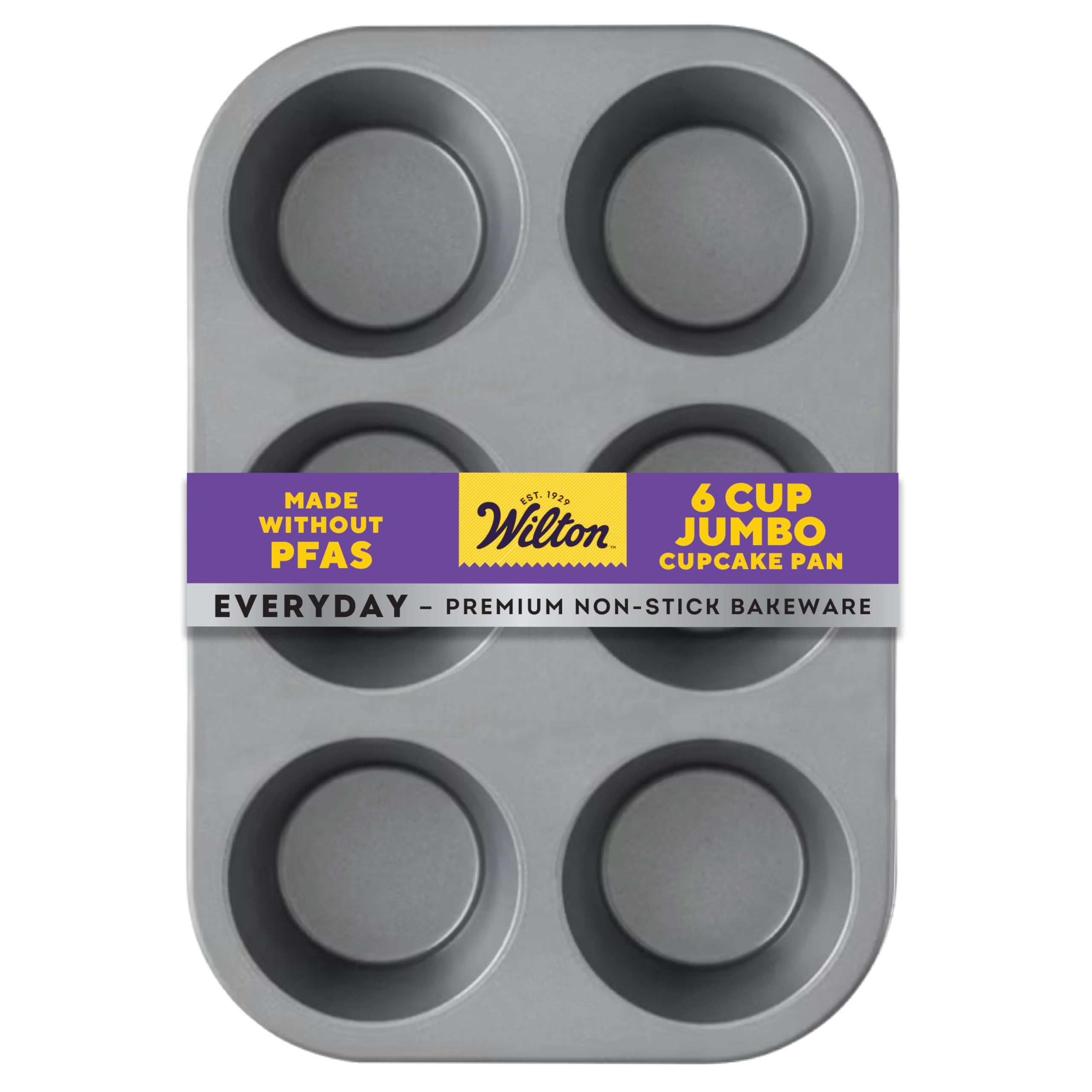 Wilton Forma de muffin jumbo antiaderente para uso diário para muffins e cupcakes