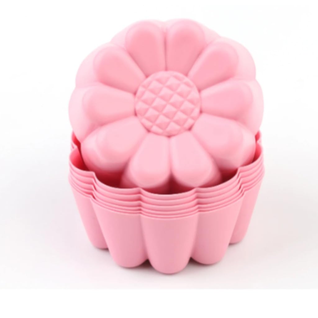 Conjunto 12 Forminhas Moldes De Flor Girassol 5x3x2cm Silicone Bolos Pudins Muffin Forma