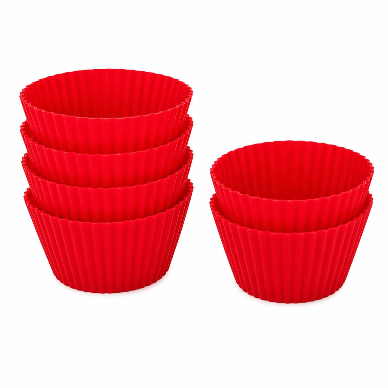 Kit 6 Unidades Forma de Cupcake de Silicone Vermelha Flexivel para Forno Micro-ondas Air