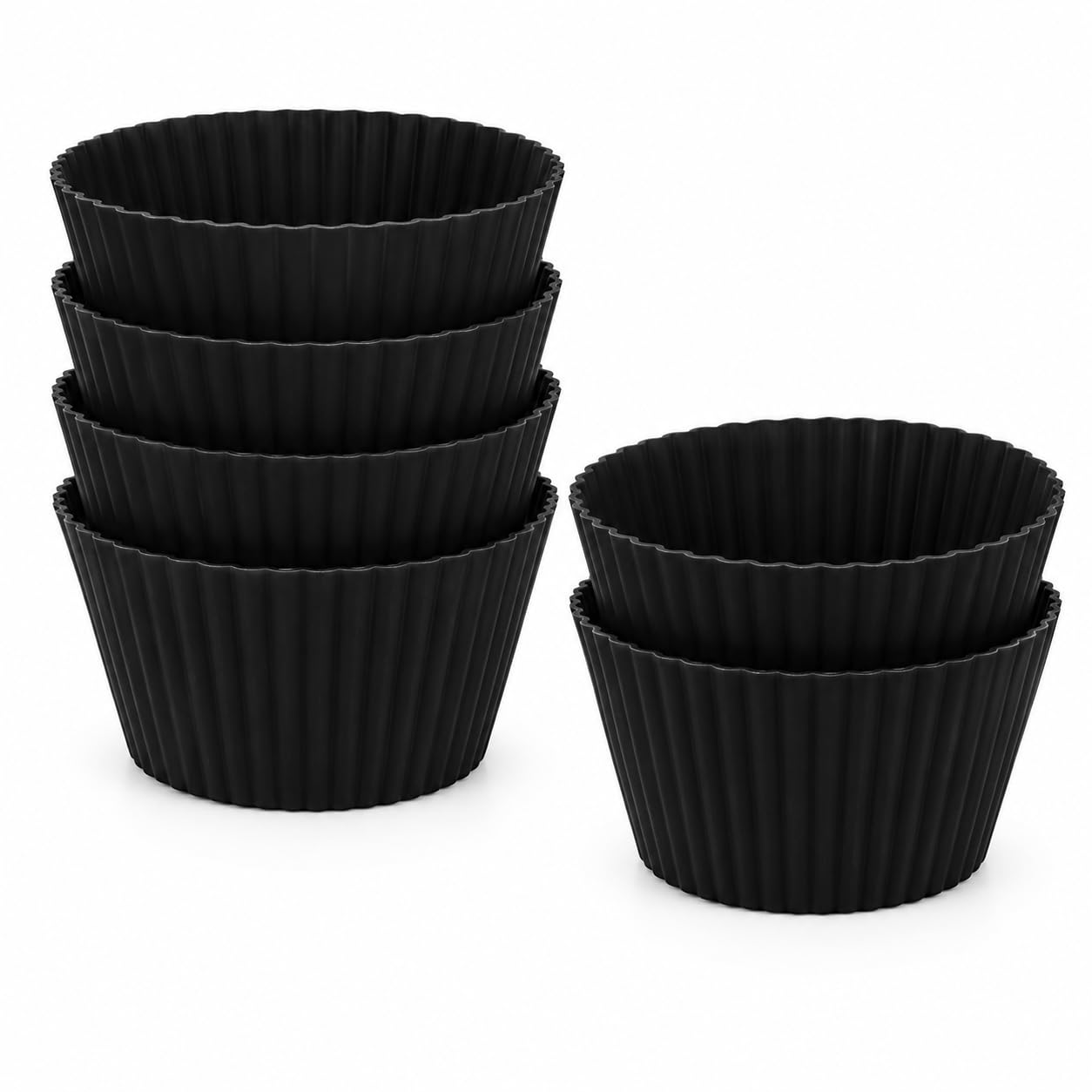 Kit 6 Unidades Forma de Cupcake de Silicone Preta Flexivel para Forno Micro-ondas Air
