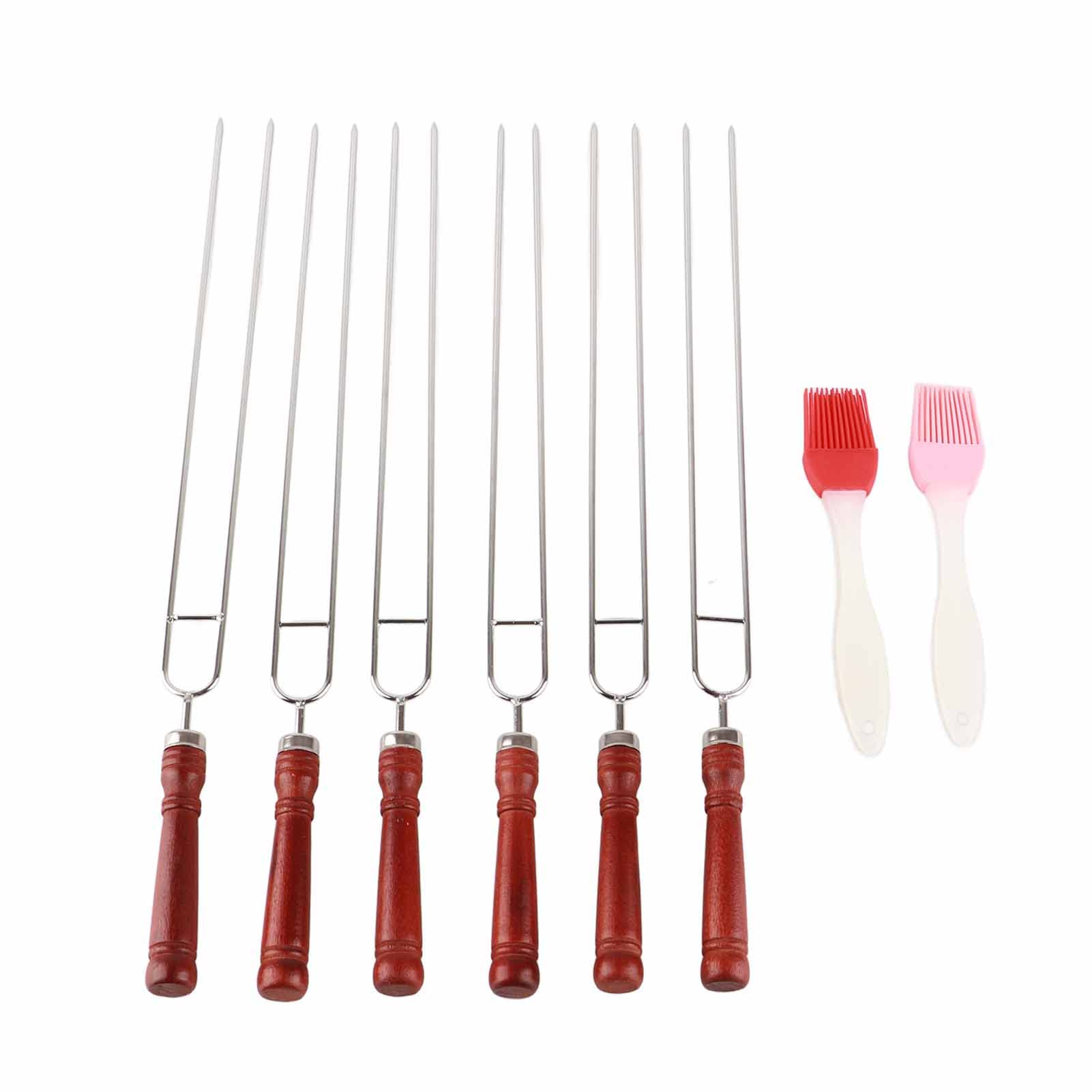 Conjunto de garfo para churrasco e escova de silicone de 6 peças – Garfos para churrasco