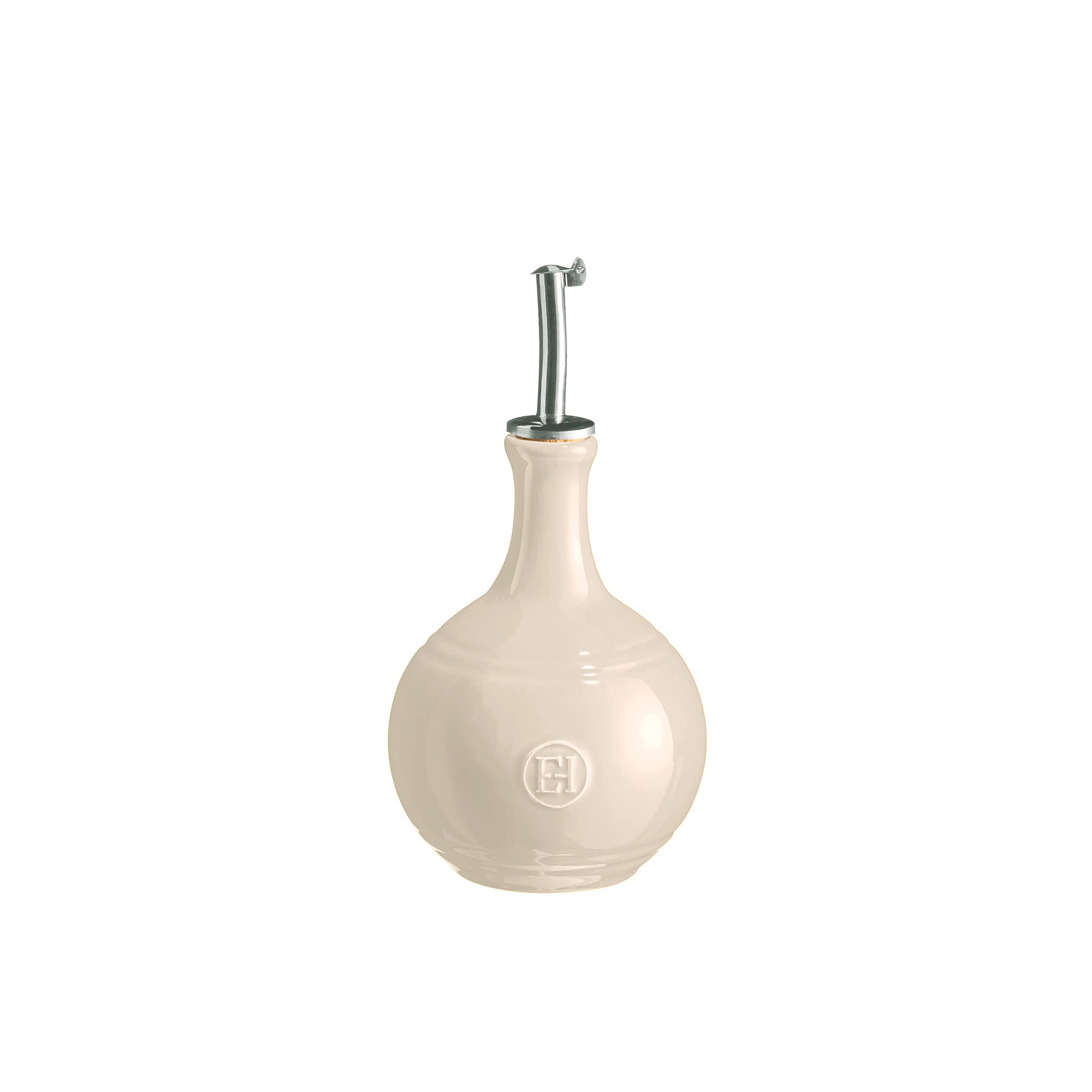 Emile Henry Bico de aço inoxidável, garrafa de galheteiro de vinagre de argila, 430 g