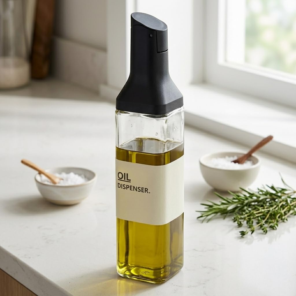 Galheteiro 500ml Vidro com Tampa Dosadora | Porta Azeite, Óleo, Vinagre e Molhos Cozinha