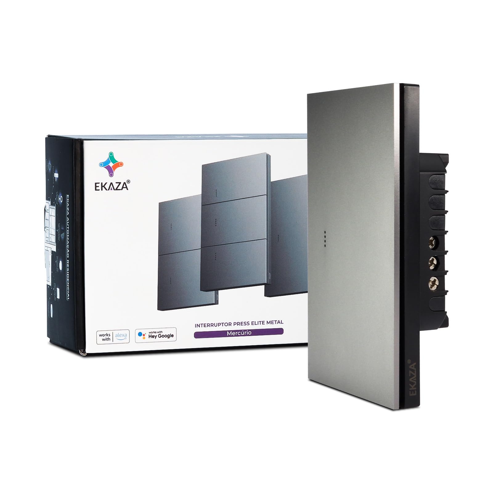 EKAZA Interruptor Inteligente Tecla Física Mercúrio, ZigBee, Press Elite Metal, 1 Botão,