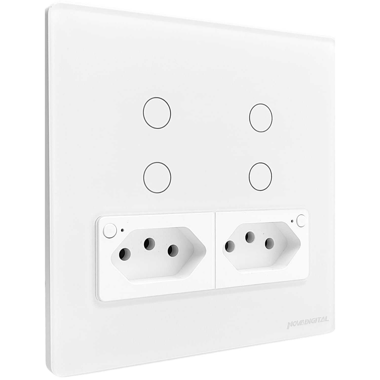 Interruptor Inteligente Branco Wi-Fi 4 Teclas com Tomada Compatível NovaDigital Alexa e