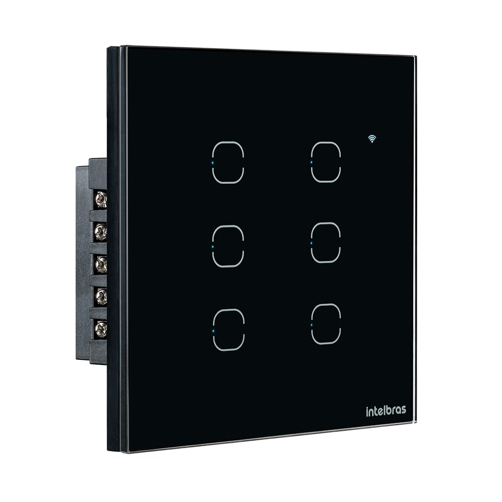 Intelbras Interruptor Inteligente Wi-Fi Touch EIW 1006 Preto 6 Teclas