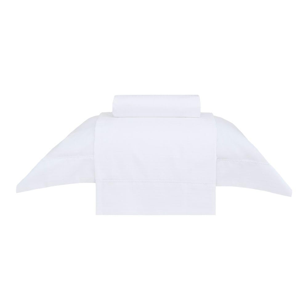 Buddemeyer Jogo de Cama Solteiro Damask Stripes 100% Algodão Branco 3 pç