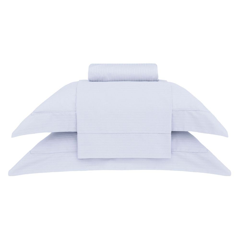 Buddemeyer Jogo de Cama Queen Damask Stripes 100% Algodão Cinza 4 pç