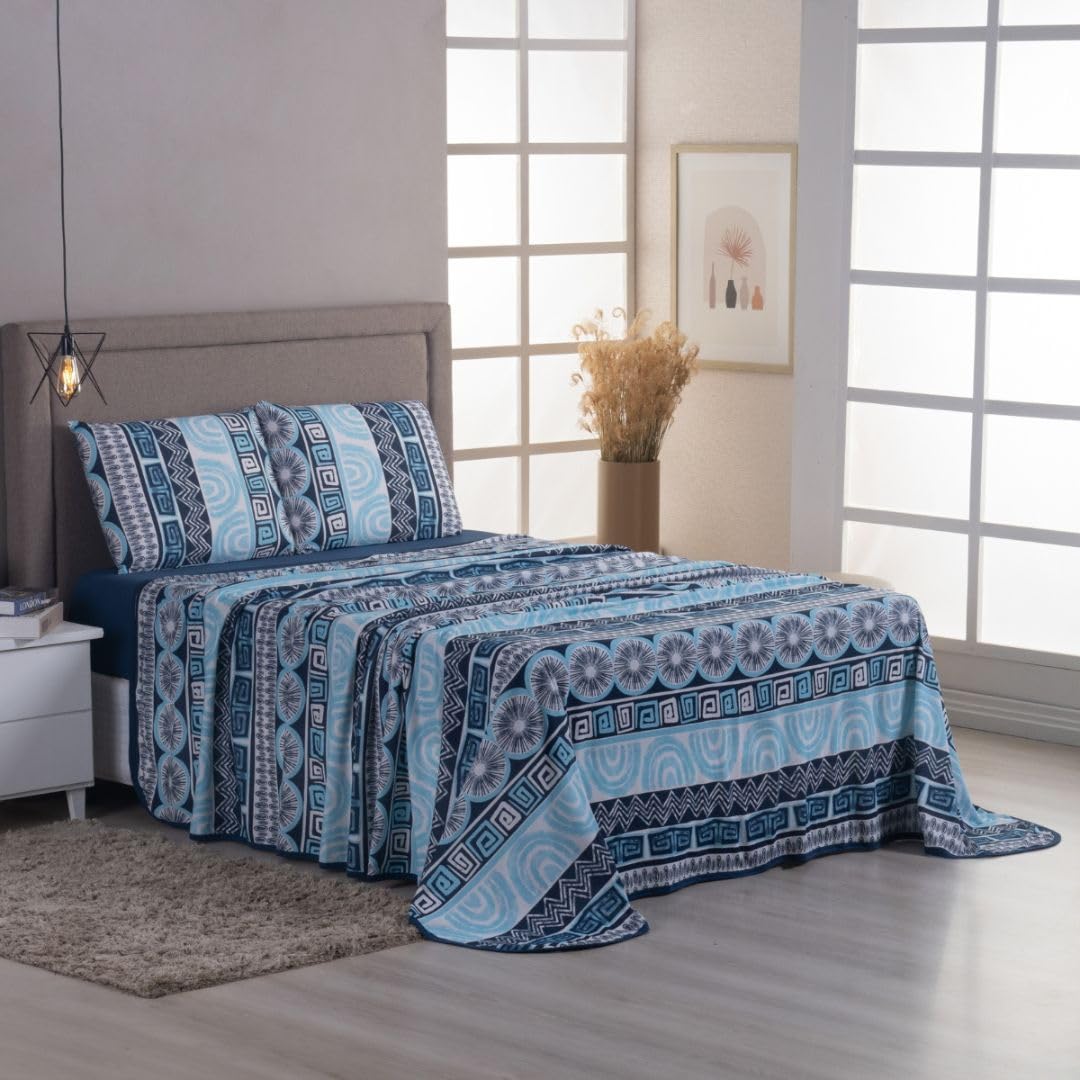 Jogo de Cama 4 Peças 100% Algodão Lençol com Elástico e Lençol de Cima + Fronhas com