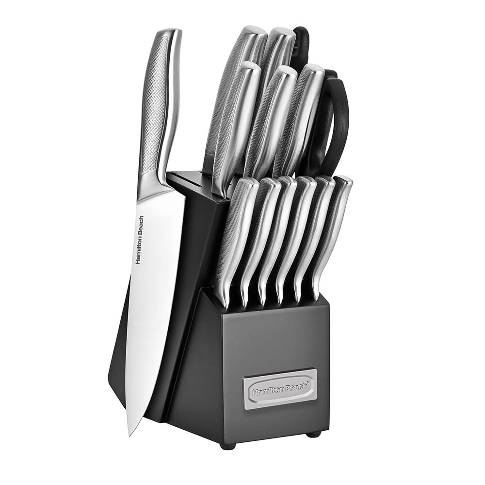 Jogo de Facas Conjunto Inox Com Suporte 15 Peças Hamilton Beach CutPro