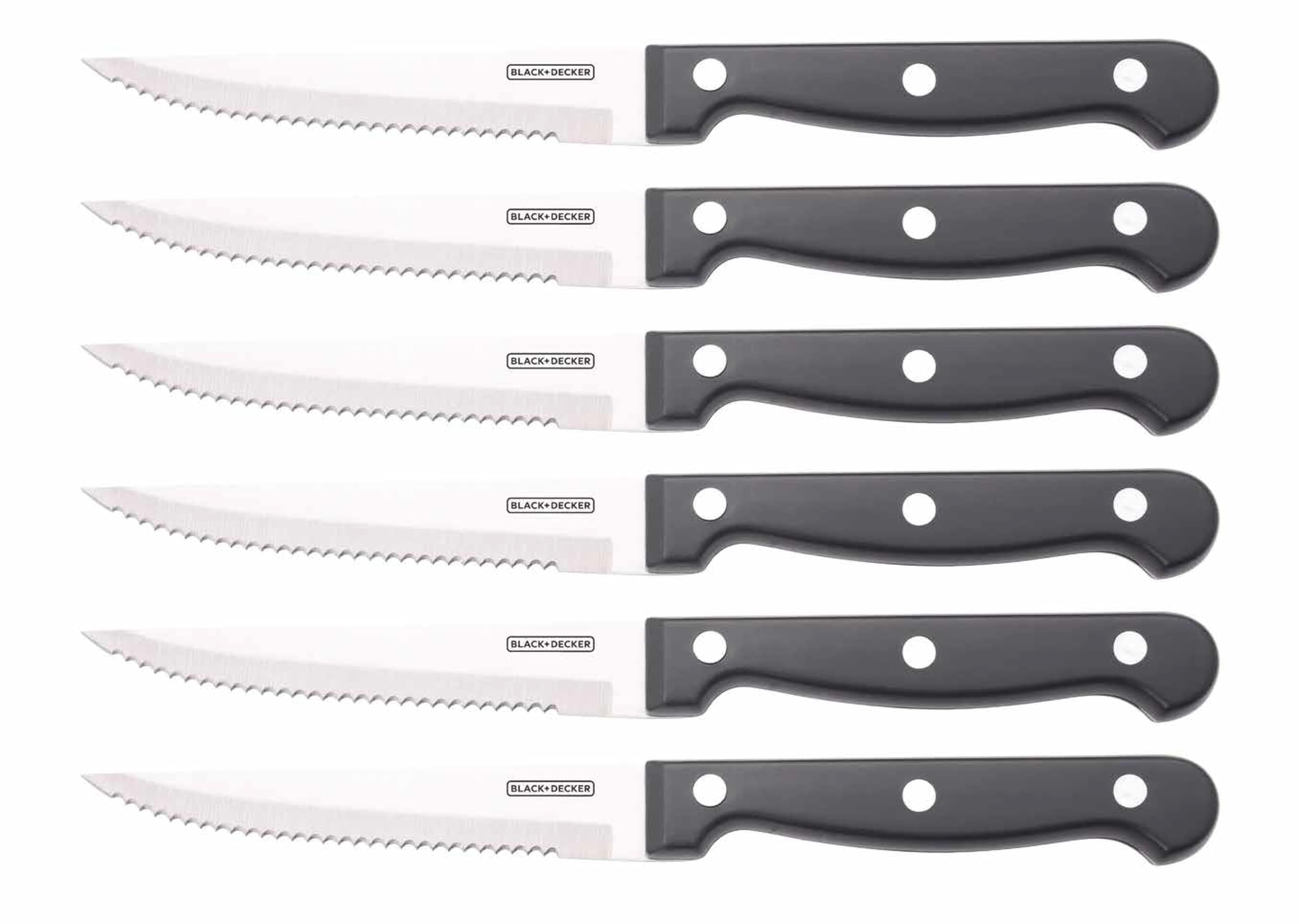 BLACK+DECKER Jogo de Facas de Mesa 6 Peças Razor - Lâminas de Corte Serrilhado em Aço