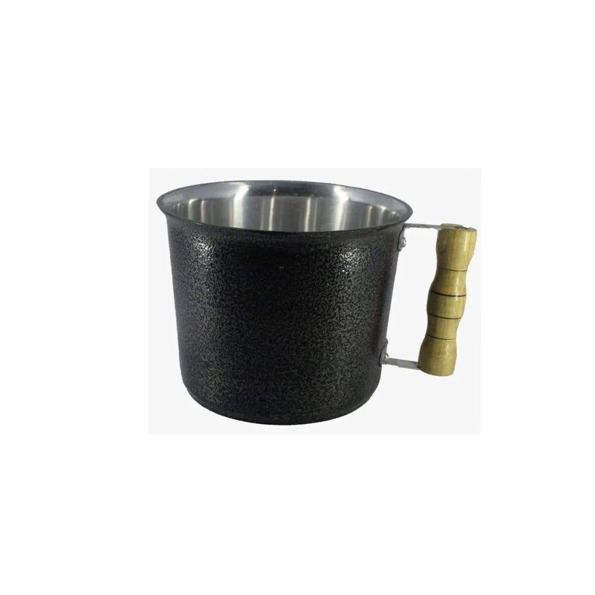 Caneca Leiteira Fervedor Canecão Alumínio Preto 16 cm Diâmetro 2 litro com Tampa