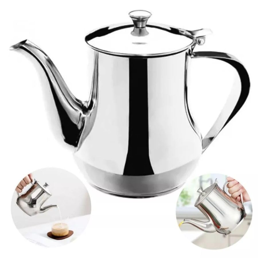 Bule de Inox para Café e Chá - 280ml, 420ml e 550ml, Cafeteira Portátil e Leiteira