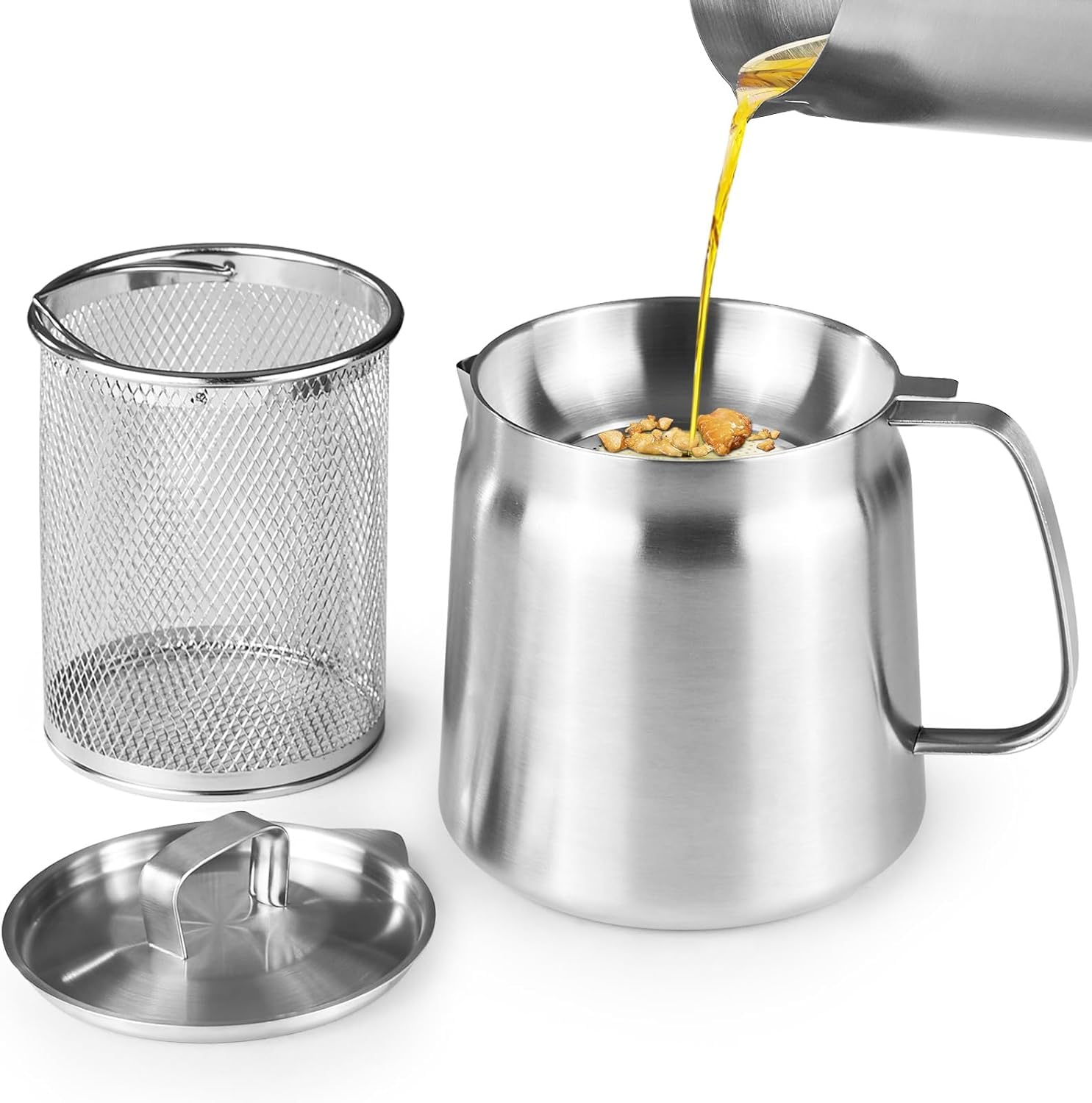 Fervedor Inox com 13 cm de Altura E Capacidade de 2 Litros, Leiteira Inox, com Design de