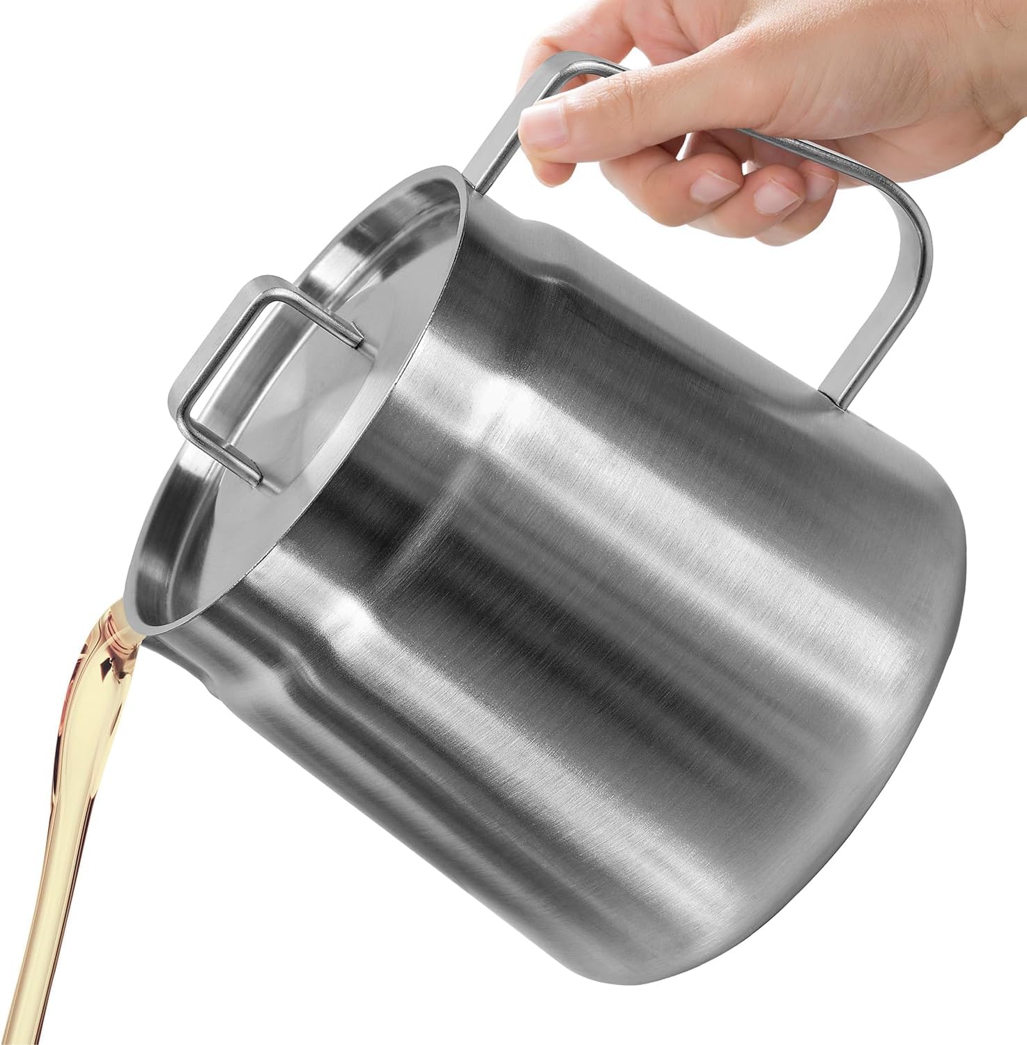 Fervedor 2L, Indução, Fundo Triplo, Aço Inox, Leiteira, Prata