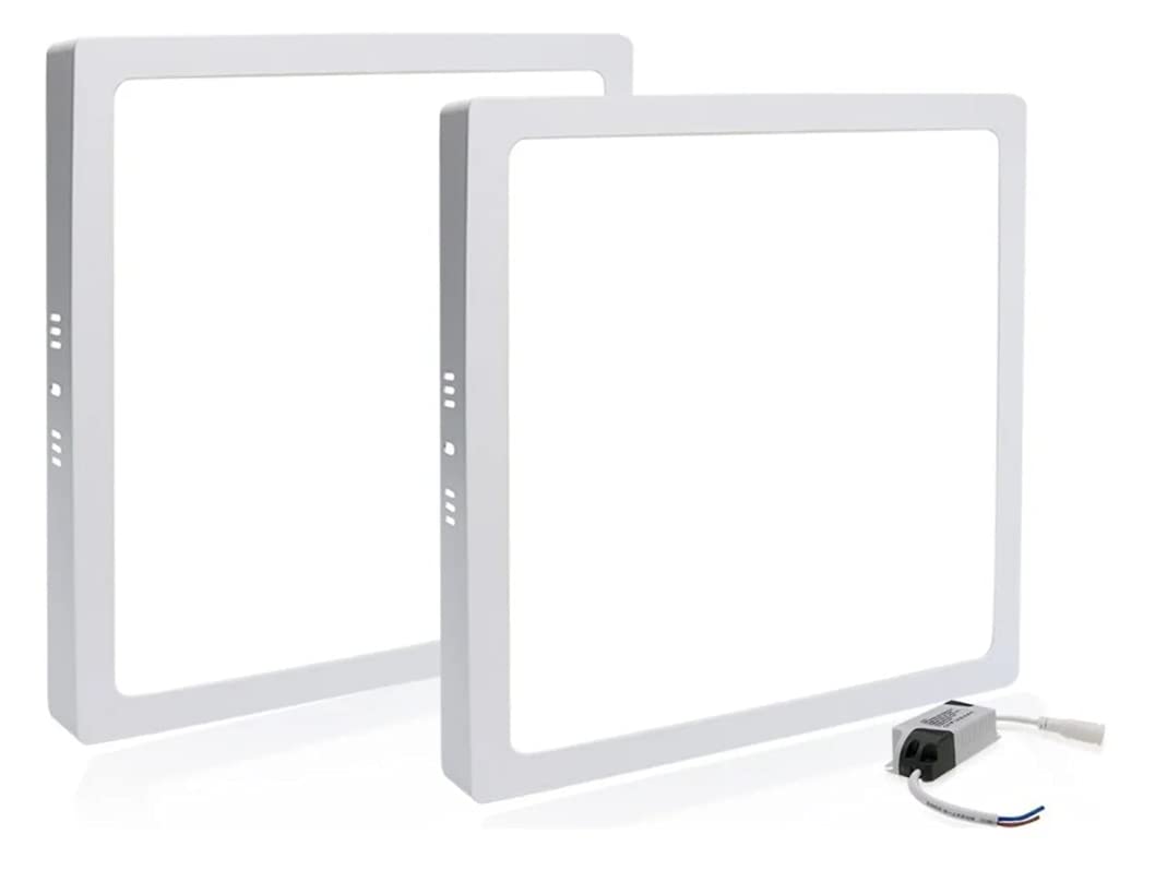 Kit 2 Painel Plafon Sobrepor 25w LED Luminaria Quadrada Luz Branco Frio 6500k Iluminação