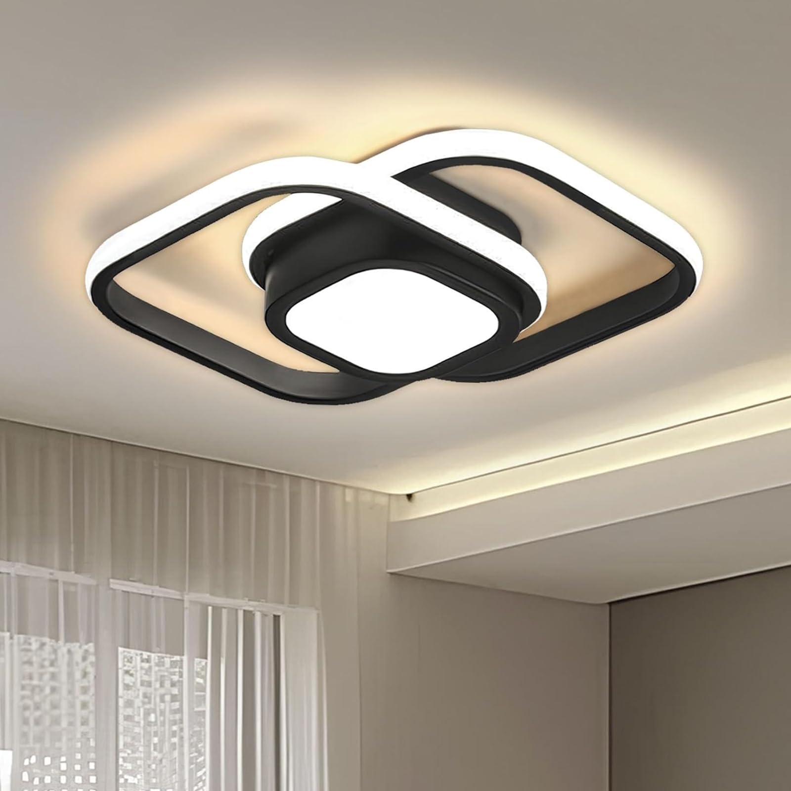 BEMMY Luminária de Teto, Lustre Quadradocom Holofote, Quarto, Cozinha, Sala de Estar,