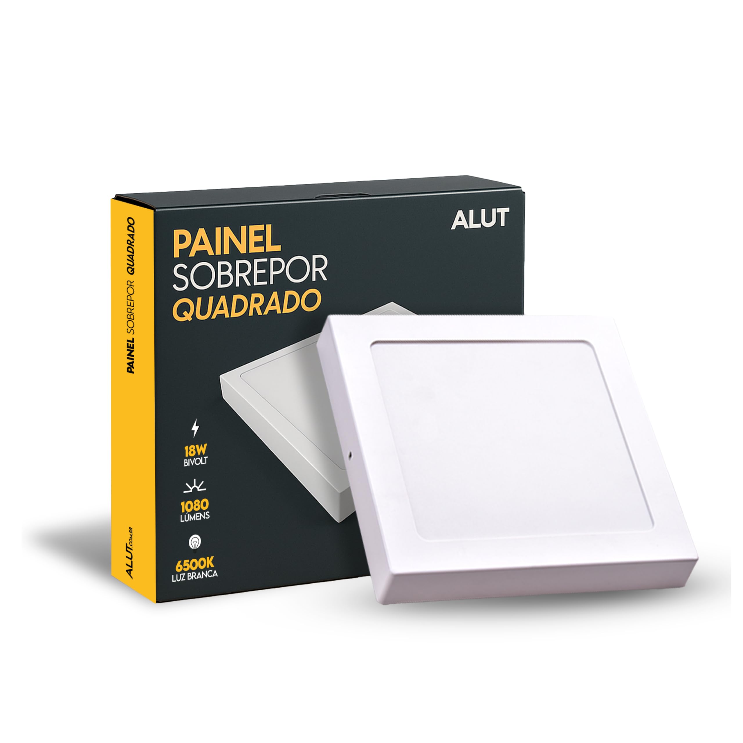 Alut Painel LED Plafon 18W 6500K Branco Frio, Quadrado de Embutir, Bivolt, para Gesso e