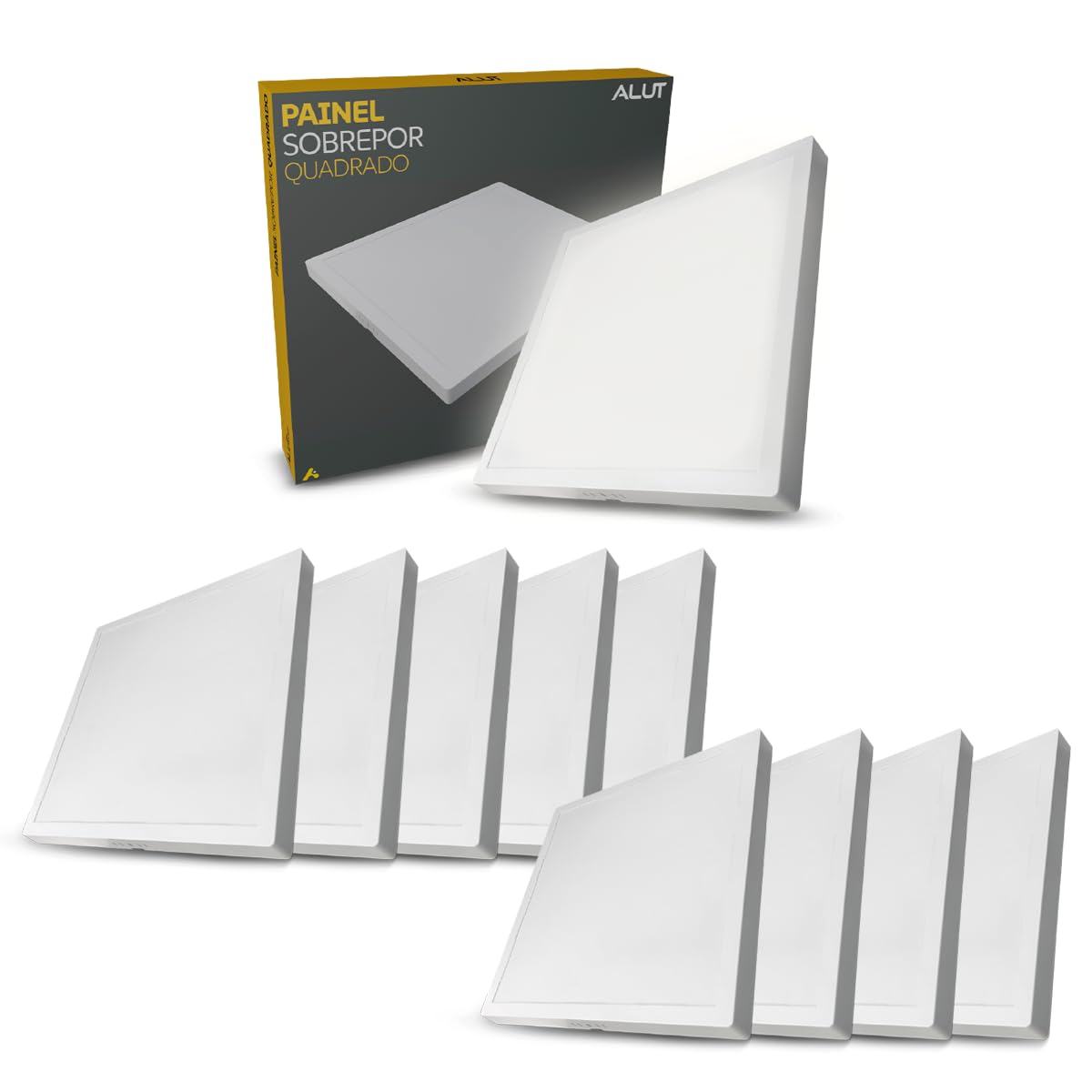Kit 10 Unidades ALUT Painel LED de Sobrepor Quadrado, 25W Plafon 6500K Branco Frio,