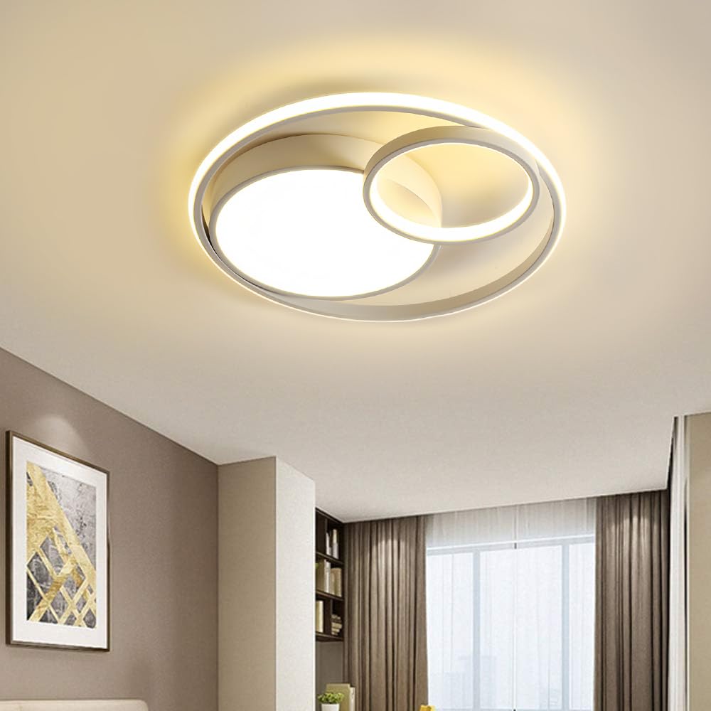 Lampada LED Redonda, Bivolt 48w 3 Em 1 com Luz Central Dupla (Branco), Luminaria de Teto,