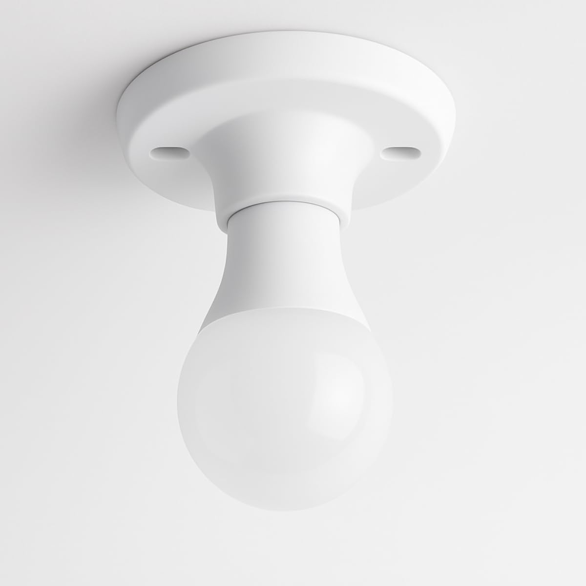 Kit Plafon de Teto PVC com Soquete Porcelana E27 tipo Plafonier Branco com Lâmpada 6w