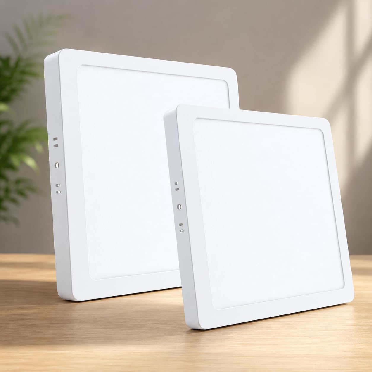 Kit 2 Painel Plafon LED Sobrepor 18W Quadrado Slim 21x21cm 6500K Estrutura Resistente
