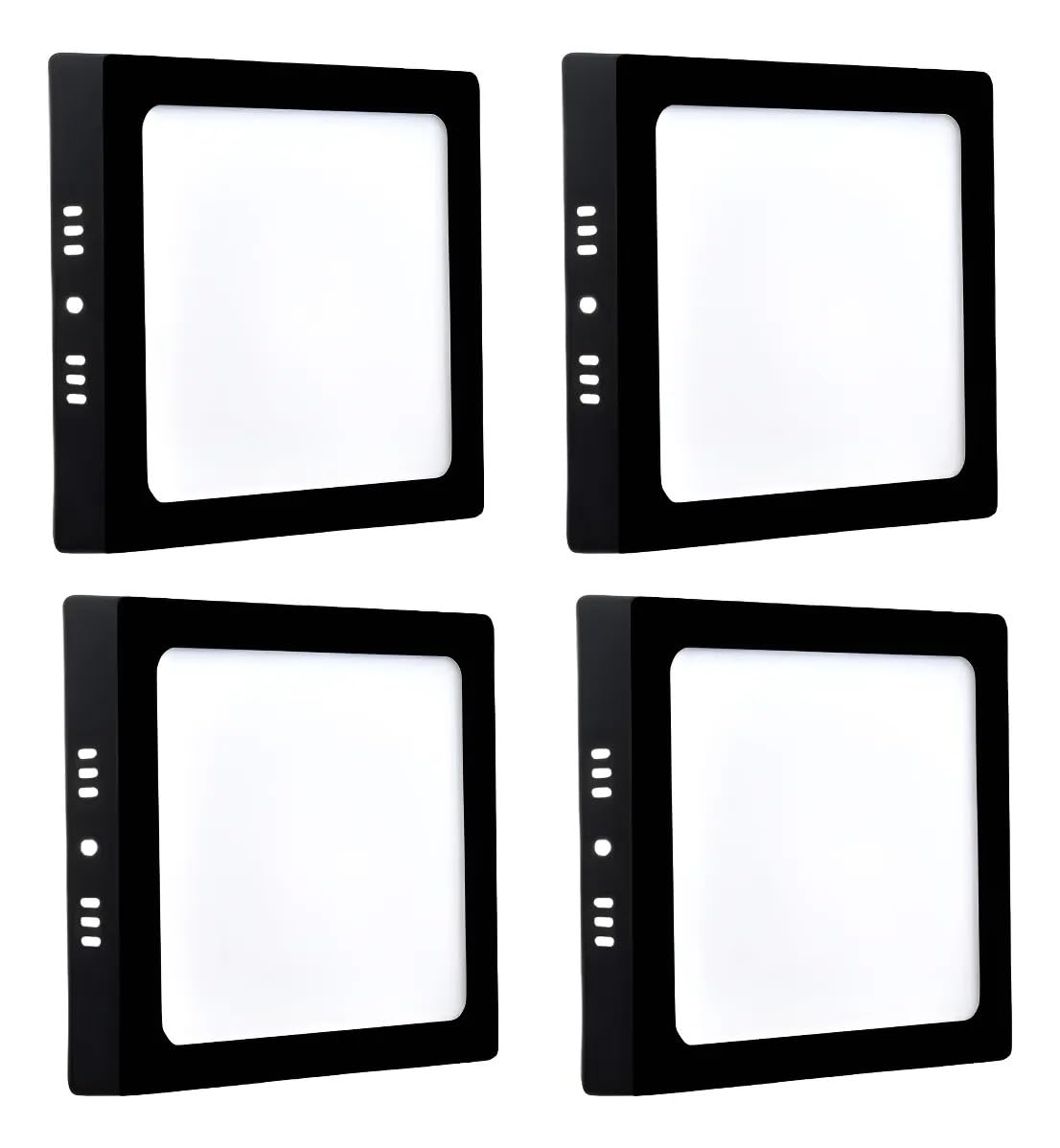 Kit 4 Painel Led Plafon 12w Preto Luminária Teto Quadrado Sobrepor Depolux 110/220v (Luz