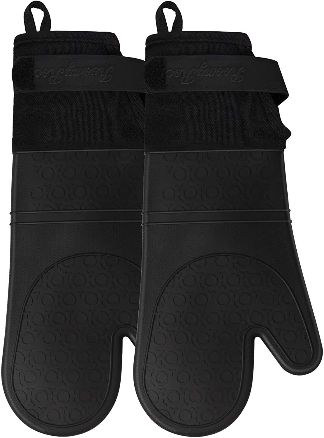 Luva de forno de silicone extralongo espessante resistente ao calor, luvas de forno