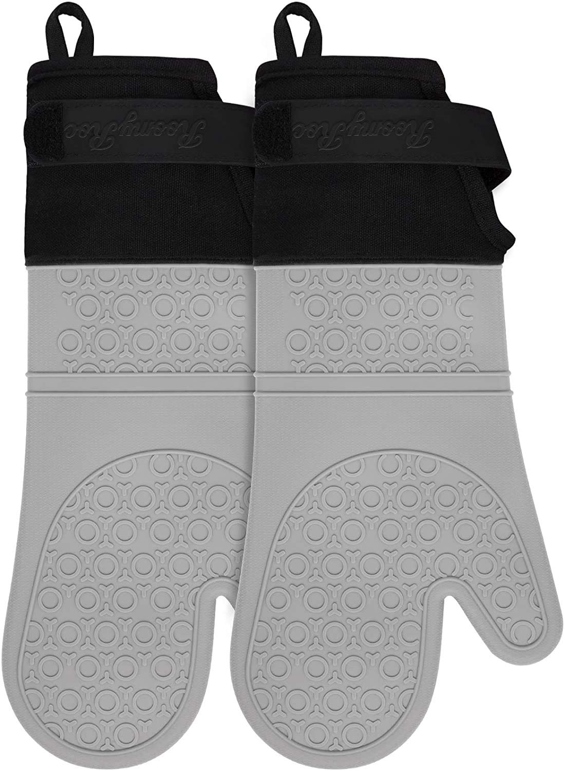 Luva de forno de silicone extralongo espessante resistente ao calor, antiderrapante,