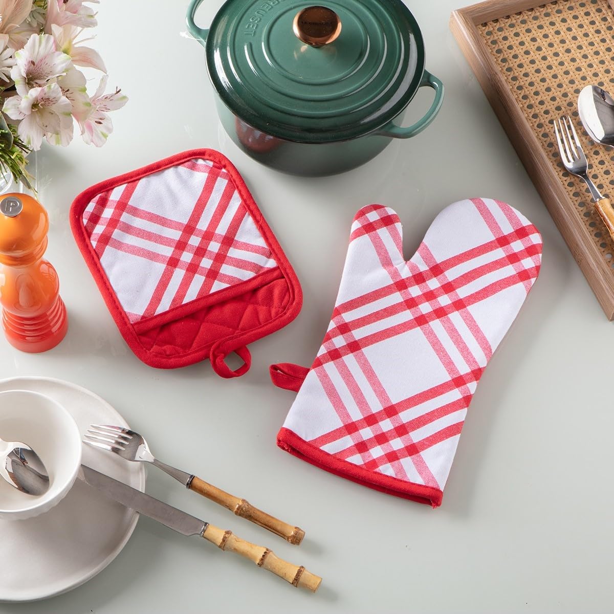 Kit Luva Térmica 2 Peças - Jolitex Vermelho xadrez