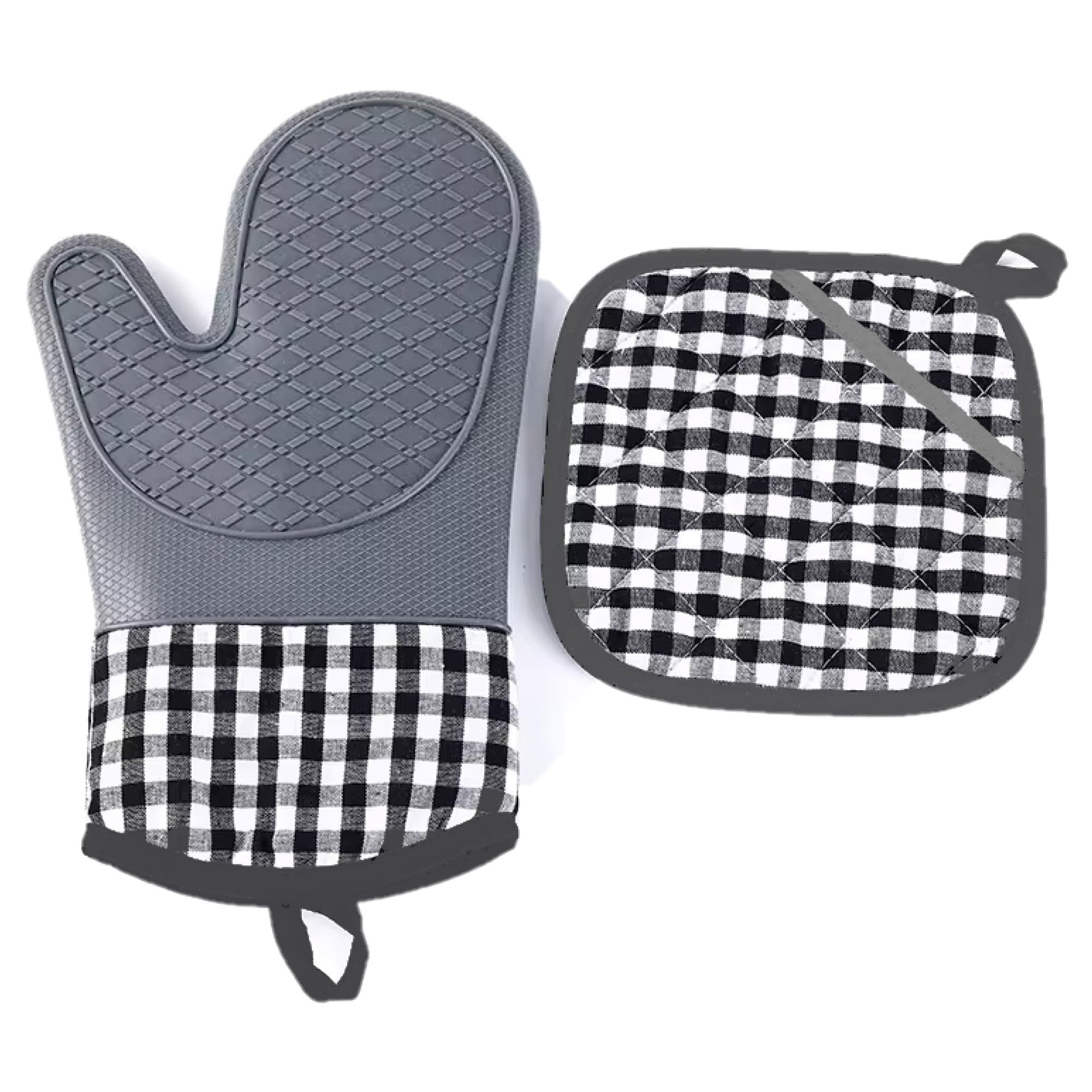 Luva Térmica Cozinha Forno Fogão Descanso De Panela Silicone SU231302 (Cinza)