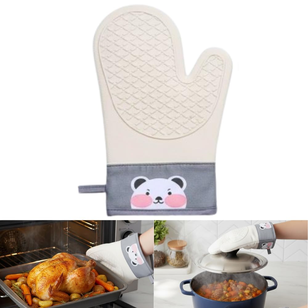 Luva de Forno em Silicone Antiderrapante Resistente ao Calor – Luva Térmica para Cozinha,