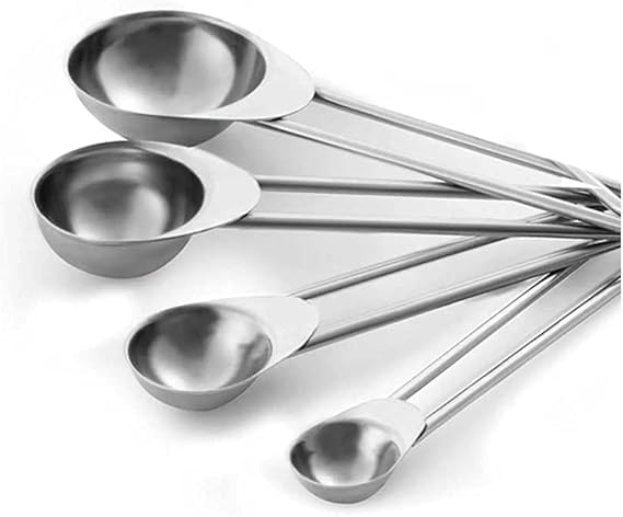 Conjunto de 4 Colheres Medidoras, Próprias Para Ingredientes Secos ou Líquidos, Possui