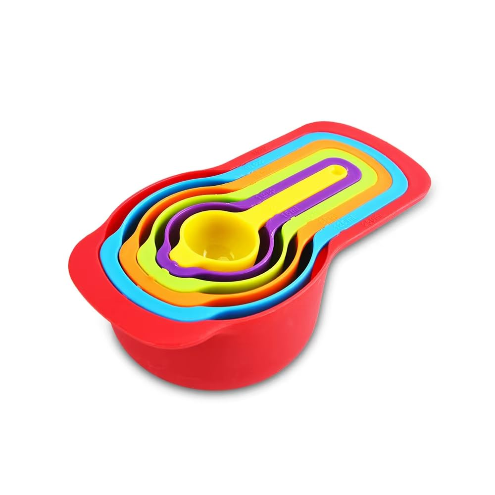 Conjunto de Colheres Medidoras Coloridas 6 Peças Plástico | 250ml a 7,5ml, Encaixáveis,