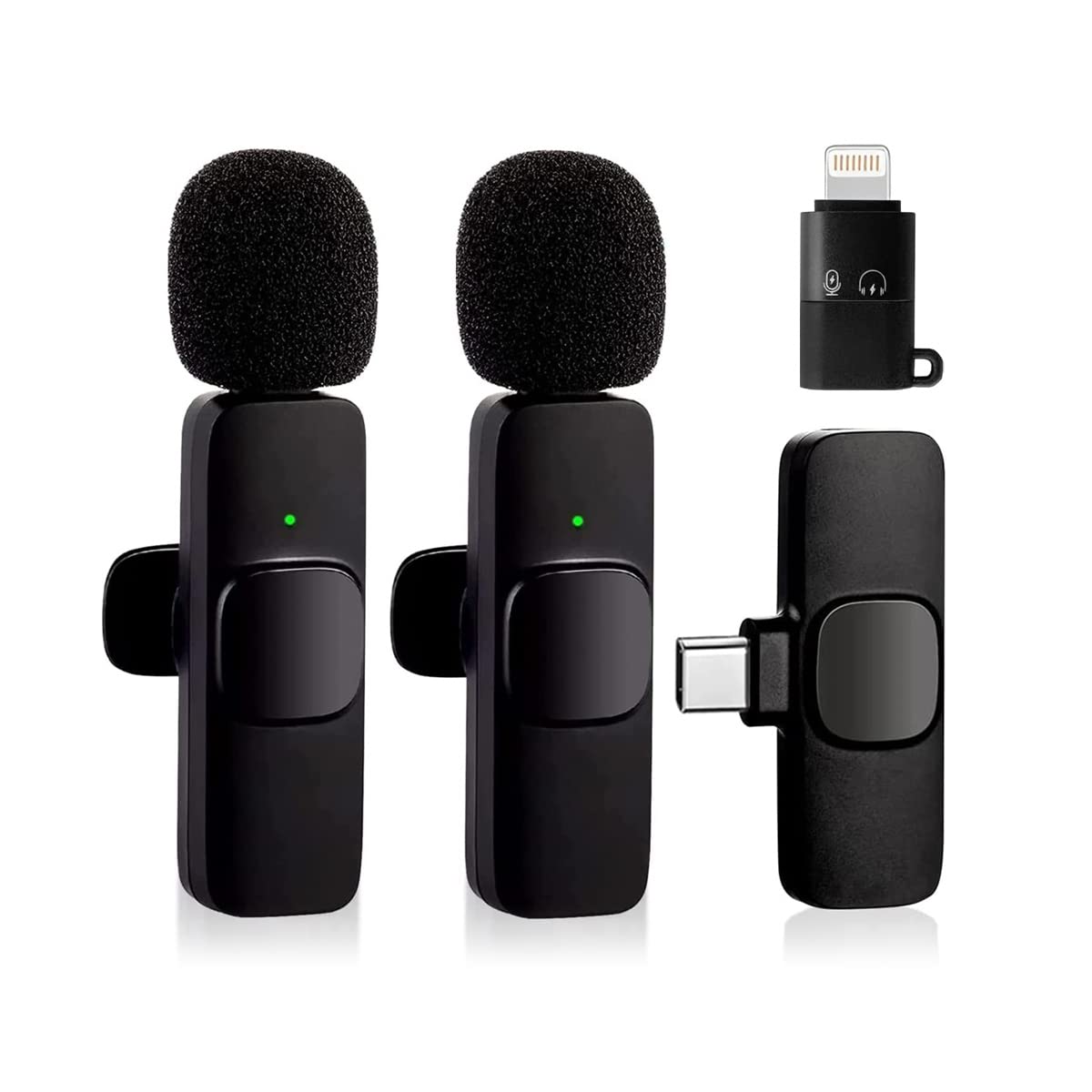 2 peças Microfone de lapela sem fio para telefone (Type C), microfone duplo sem fio para