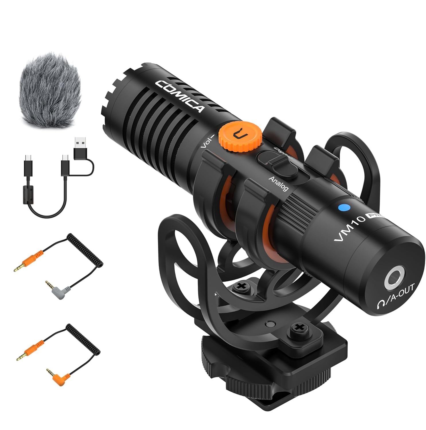 Comica VM10 PRO Microfone de Vídeo Universal -Ganho Ajustável, Saída Digital USB C,
