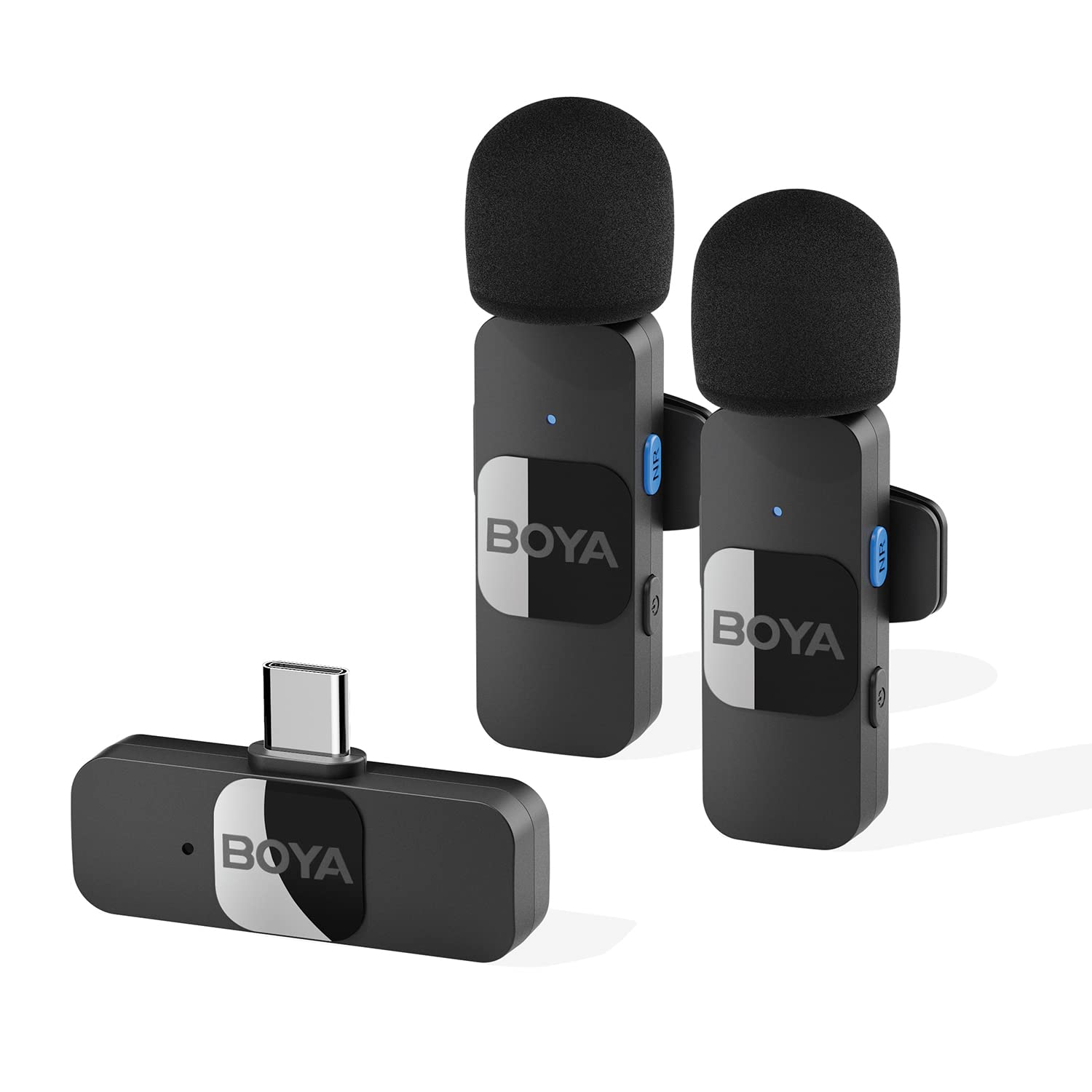 BOYA Microfone de lapela sem fio BY-V20 para Iphone 15 e ANDROID USB C Smartphone Tablet