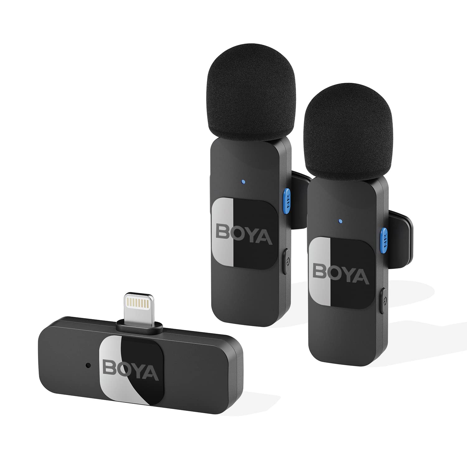 BOYA BY-V2 Microfone de lapela sem fio para Lightning, cancelamento de ruído externo,