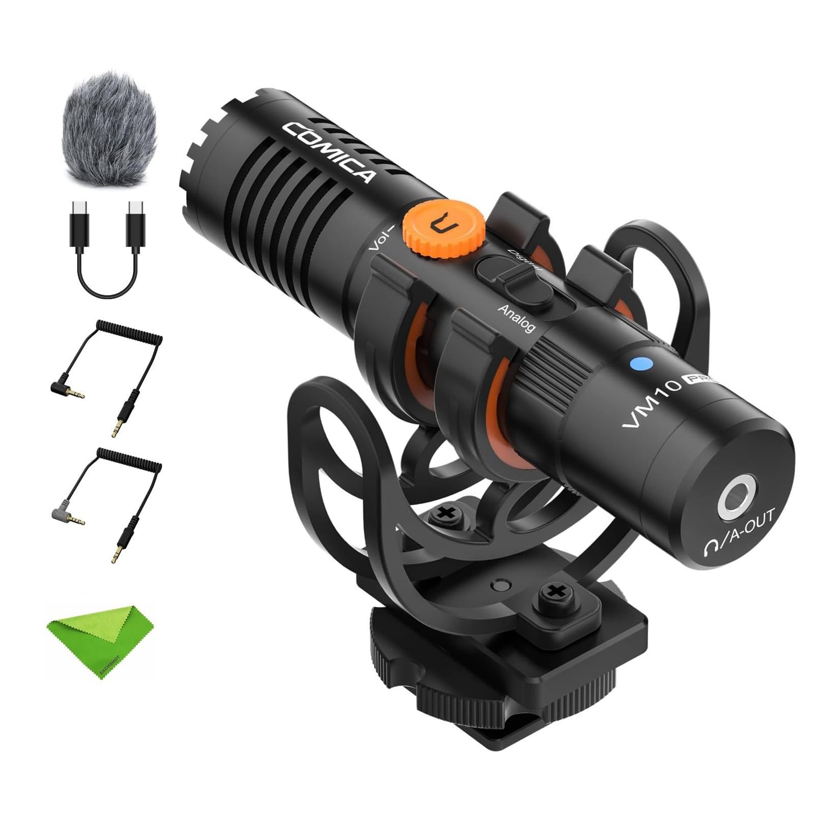 Comica VM10 Pro Microfone Shotgun USB com Controle de Ganho, Monitor, Saída Digital e