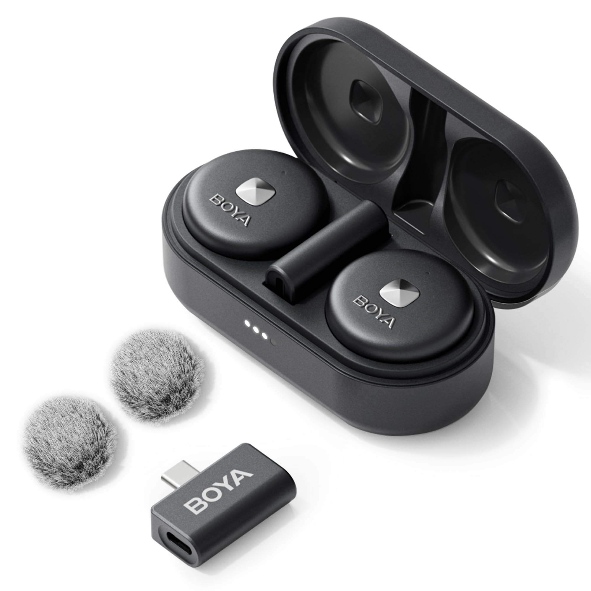 Boya OMIC Microfone sem fio USB C para Android, vida útil da bateria 18H, microfone de