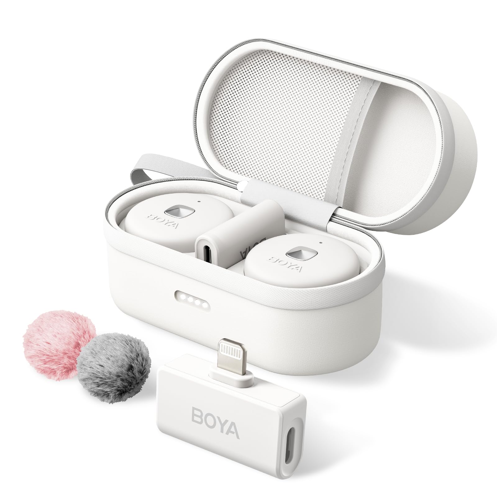 BOYA Microfone de lapela sem fio Omic-D-W para iPhone, microfone sem fio com cancelamento