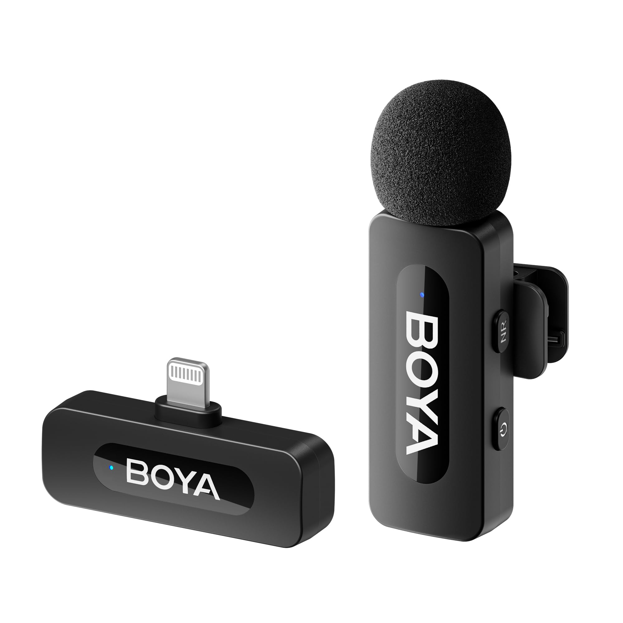 BOYA Microfone de lapela sem fio by-V1 para iPhone, iPad, dispositivo iOS, alcance de 100