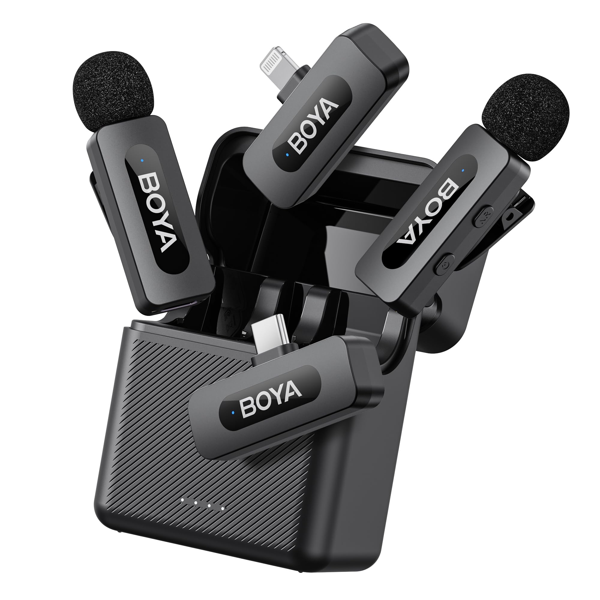 BOYA Combo BY-V3 Microfone sem fio para smartphone iPhone Android, alcance Los 100 m,